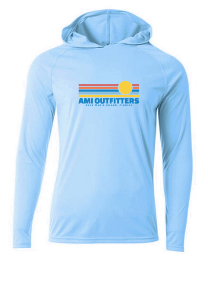 AMI Outfitters Retro Sun Shirt Hoodie Blue