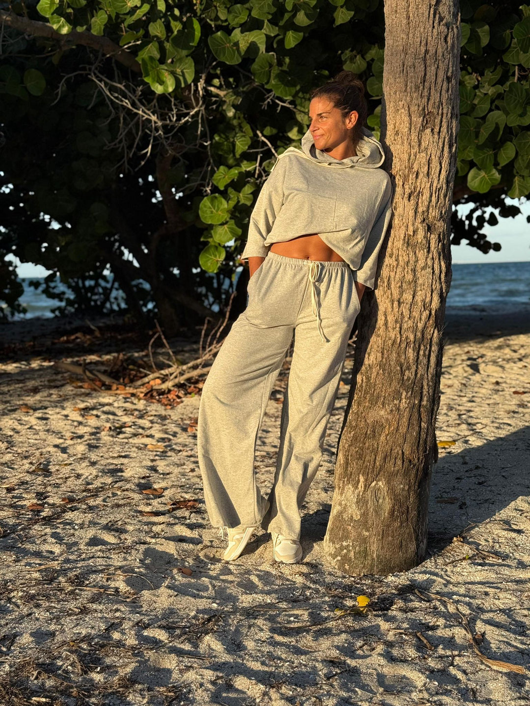 Arianna Top and Pant Set-Heather Gray