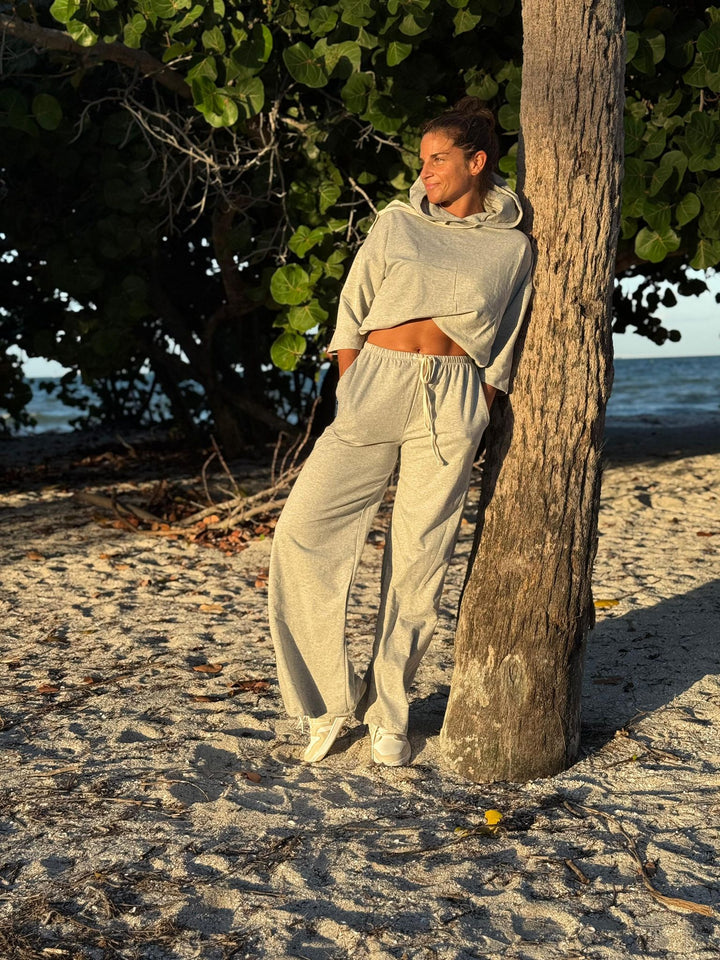 Arianna Top and Pant Set-Heather Gray