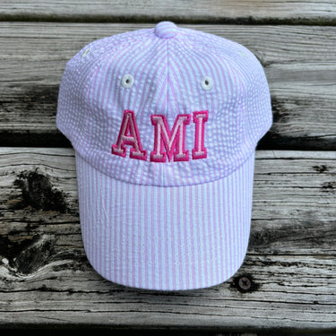 Baby AMI Pink Seersucker Hat