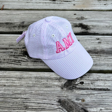 Baby AMI Pink Seersucker Hat