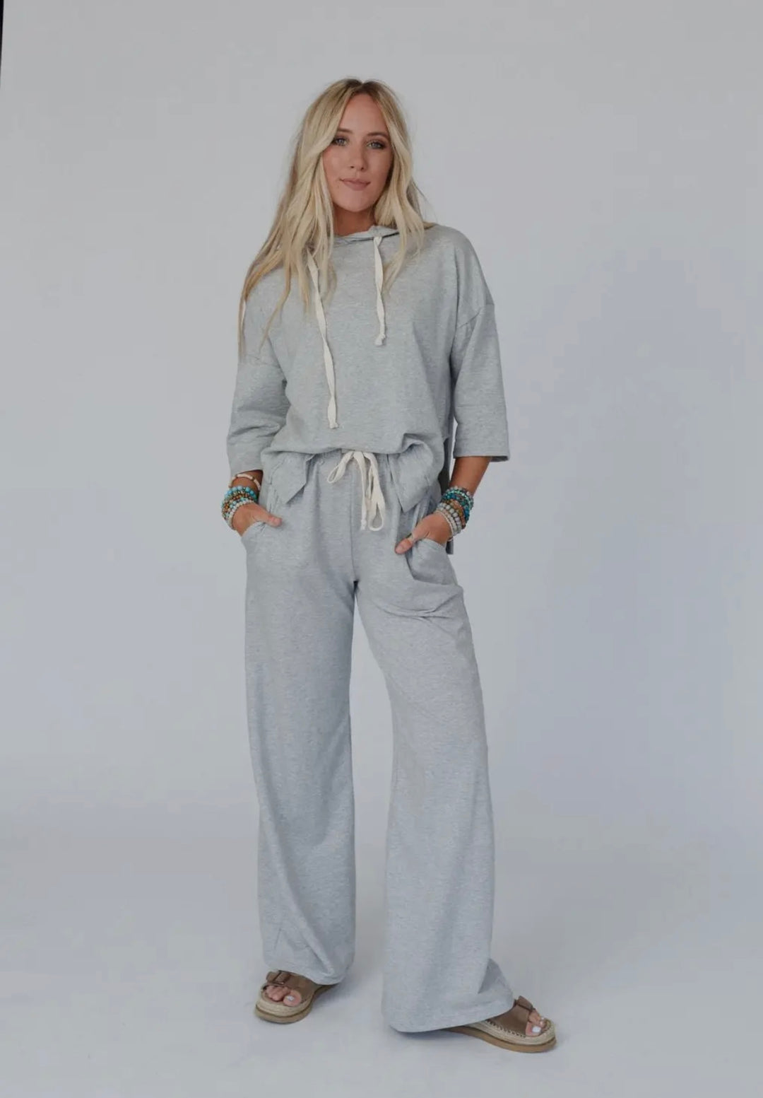 Arianna Top and Pant Set-Heather Gray