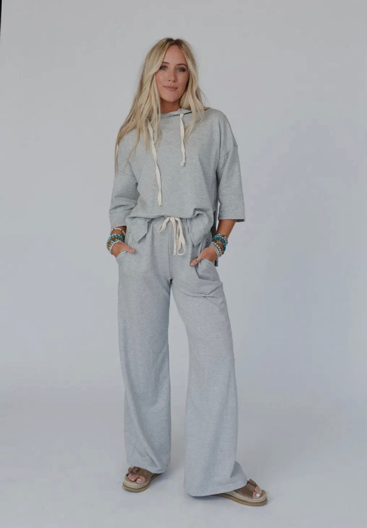 Arianna Top and Pant Set-Heather Gray