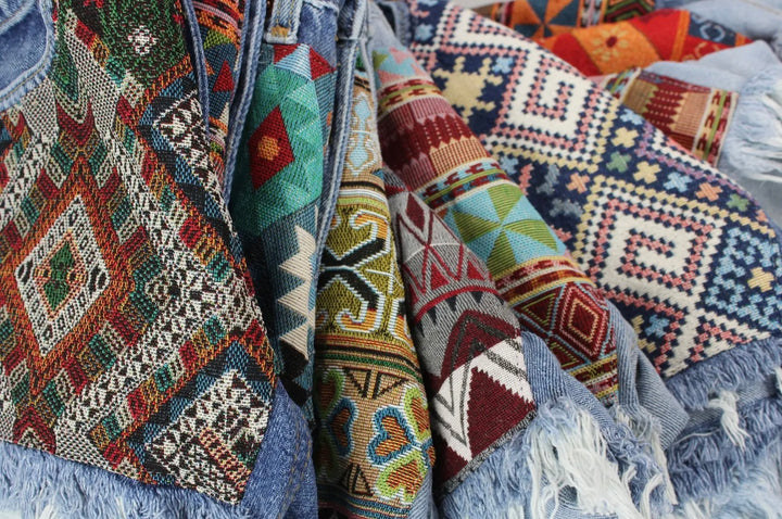 Upcycled Levi’s High-Rise Denim Levi Cutoff Shorts-Recycled Tapestry