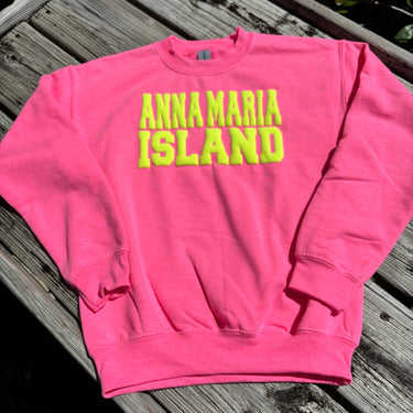 Adult Anna Maria Island Neon Pink & Yellow Puff Sweatshirt