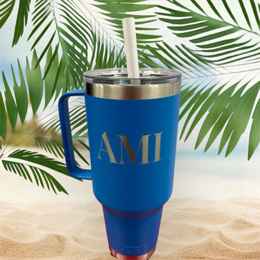 YETI LOCALLY Engraved Rambler 42 oz Mug with Straw Lid Big Wave Blue