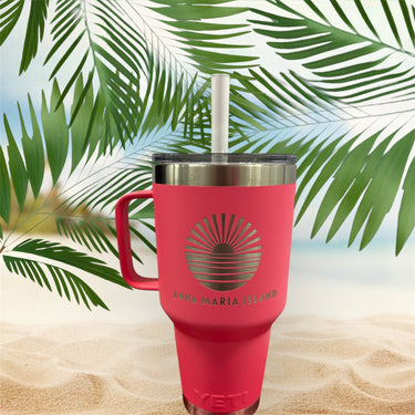 YETI LOCALLY Engraved Rambler 35oz mug straw-Tropical pink