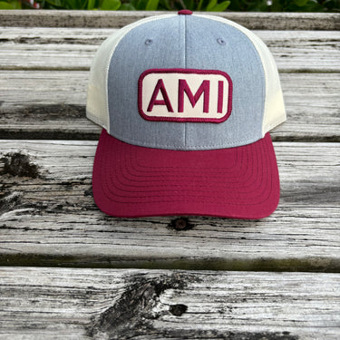 ADULT AMI Patch Hat-Gray & Burgundy