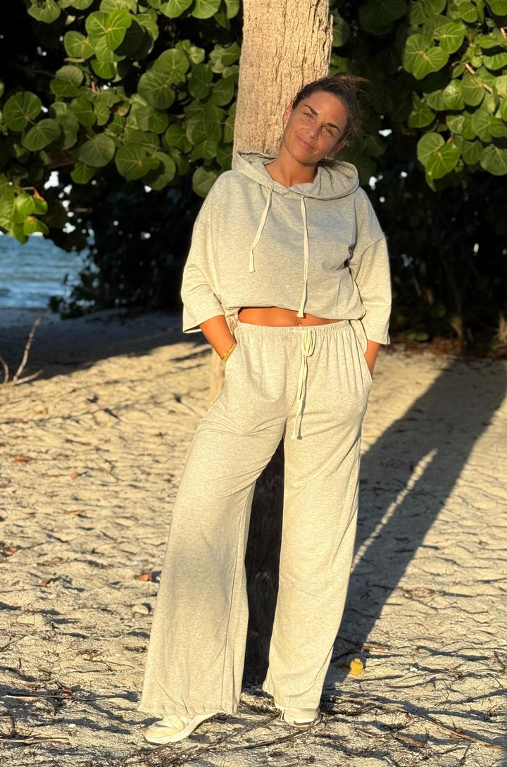 Arianna Top and Pant Set-Heather Gray