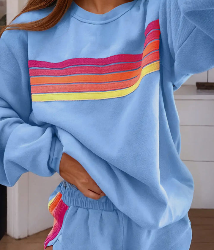 Retro Sweatshirt Short Set