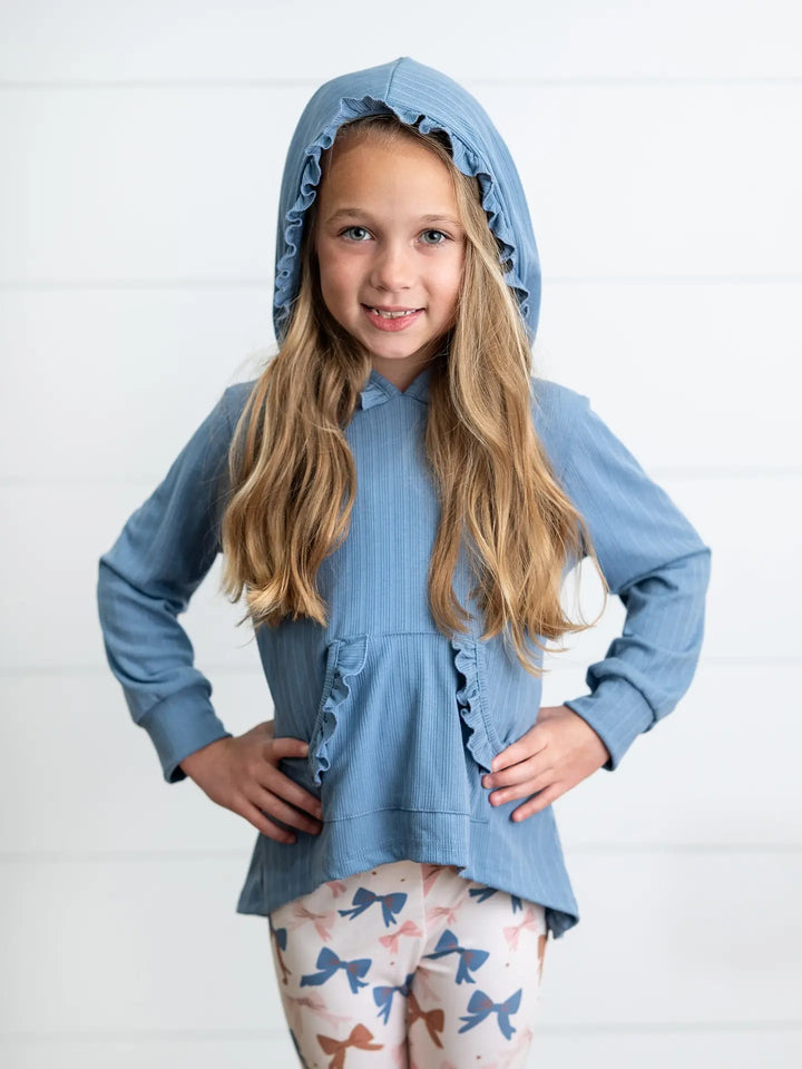 Girls Ruffle Hi-Lo Hoodie & Coquette Bow Legging Set