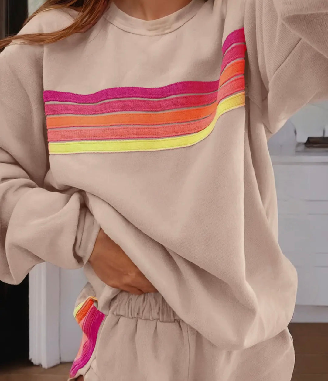 Retro Sweatshirt Short Set