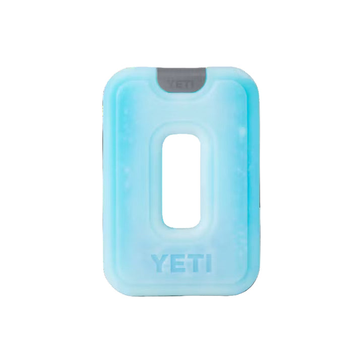 Blue YETI ice pack on a white background
