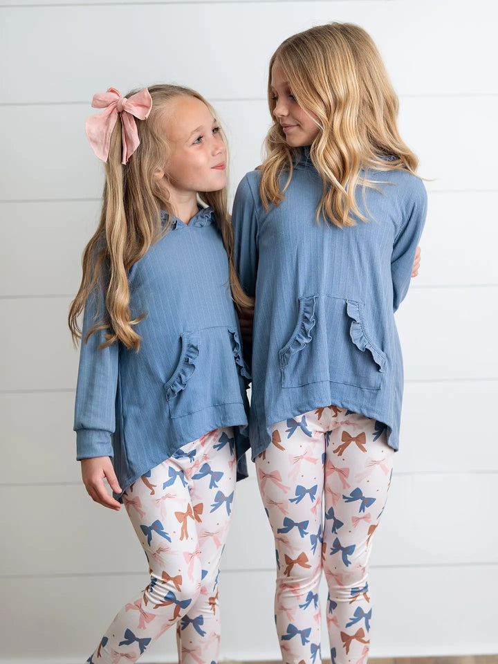 Girls Ruffle Hi-Lo Hoodie & Coquette Bow Legging Set