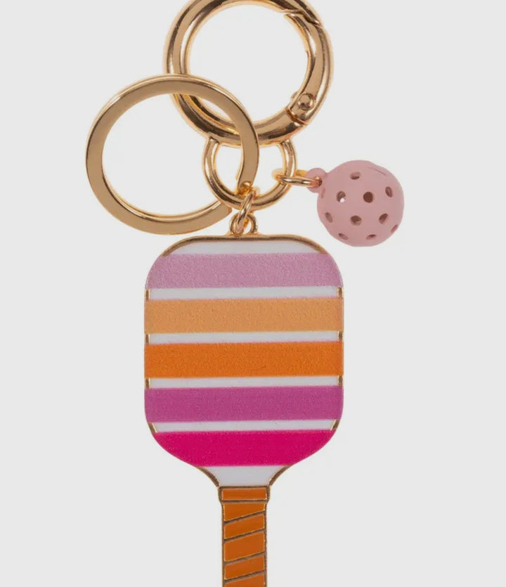 Pickleball Shaped Print and Enamel Keychain Key