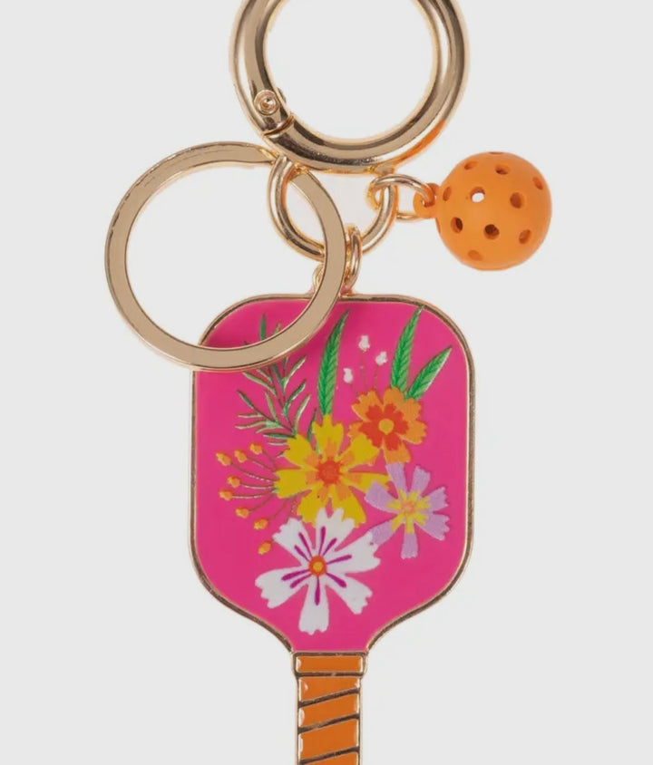 Pickleball Shaped Print and Enamel Keychain Key