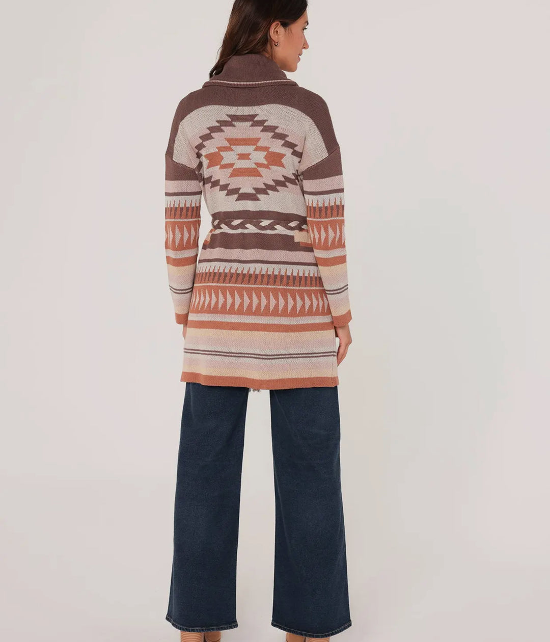 Heritage Jacquard Long Sleeve Wrap Cardigan