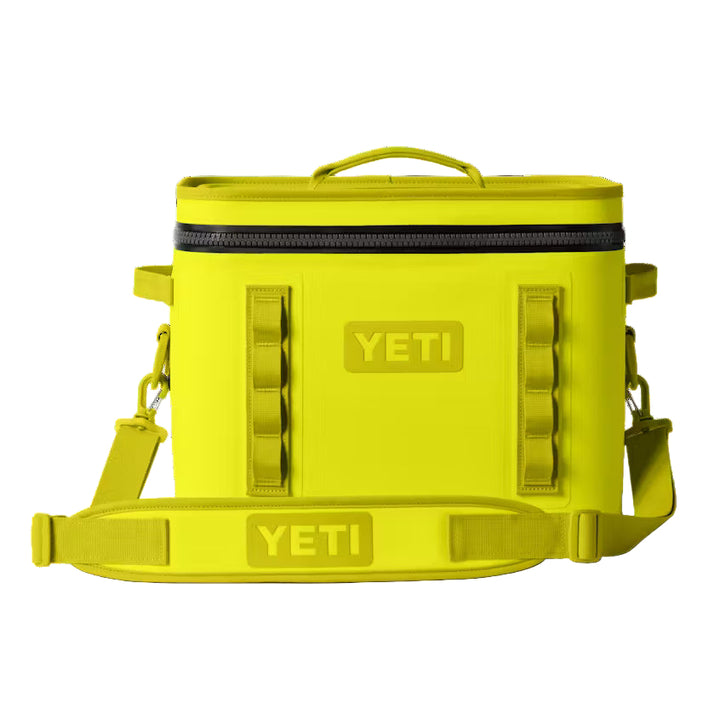 Yellow YETI cooler bag on a white background