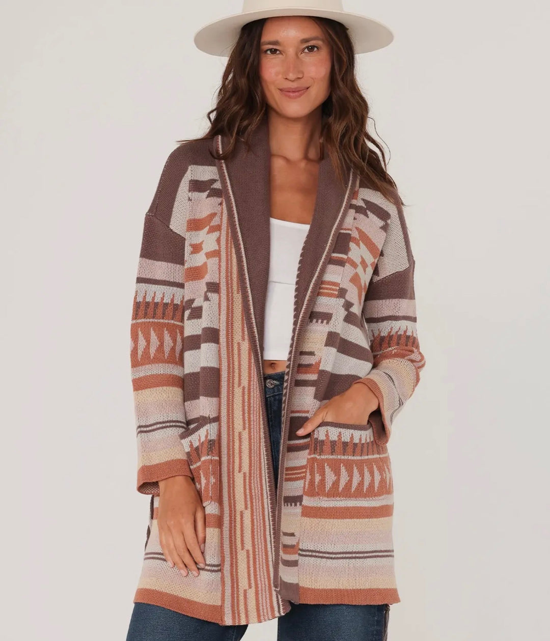 Heritage Jacquard Long Sleeve Wrap Cardigan