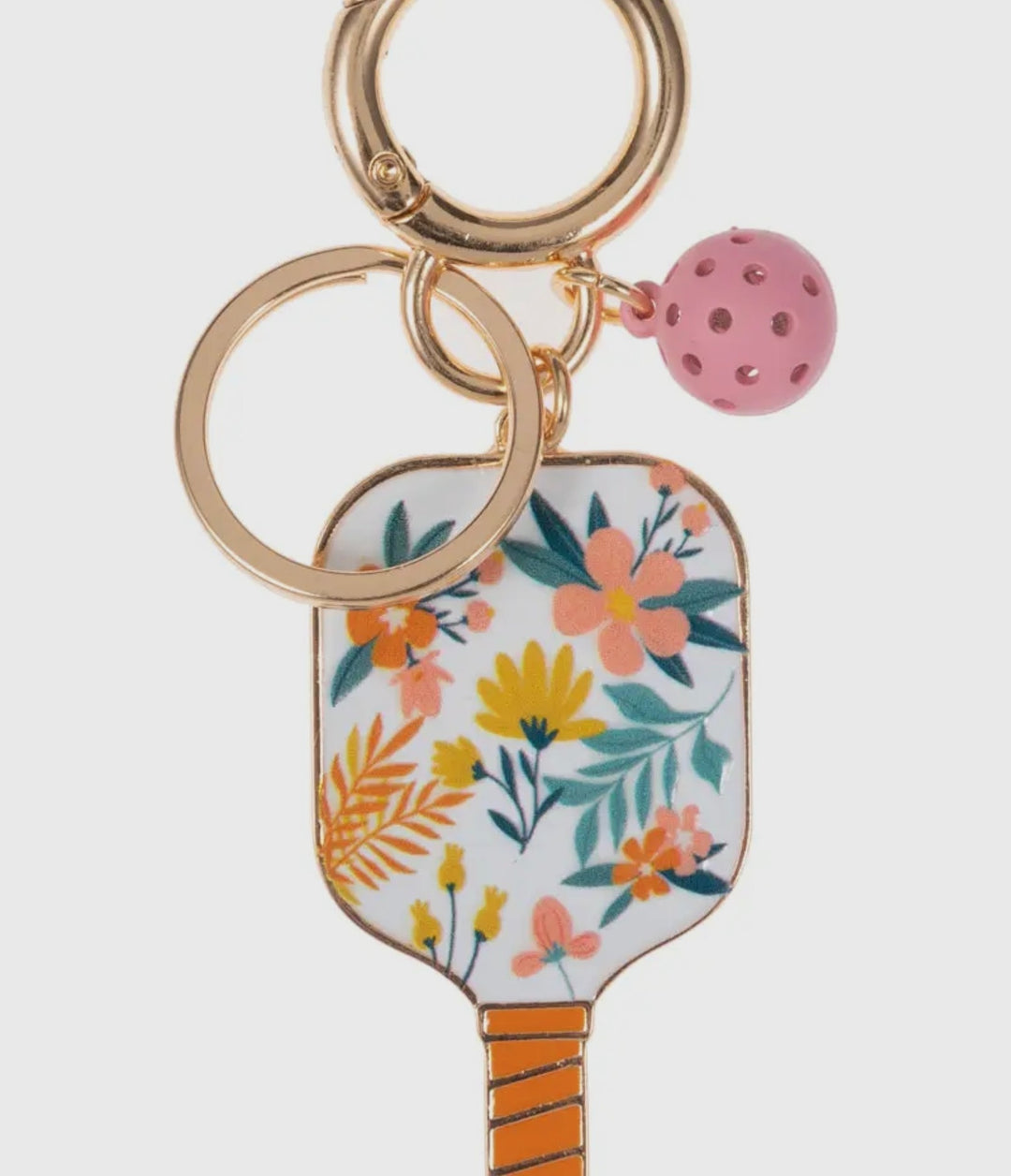 Pickleball Shaped Print and Enamel Keychain Key