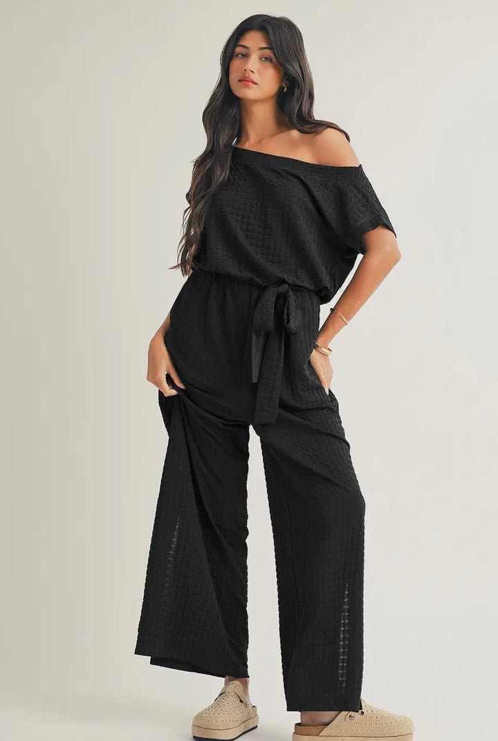 One Shoulder Short Sleeve Jumpsuit