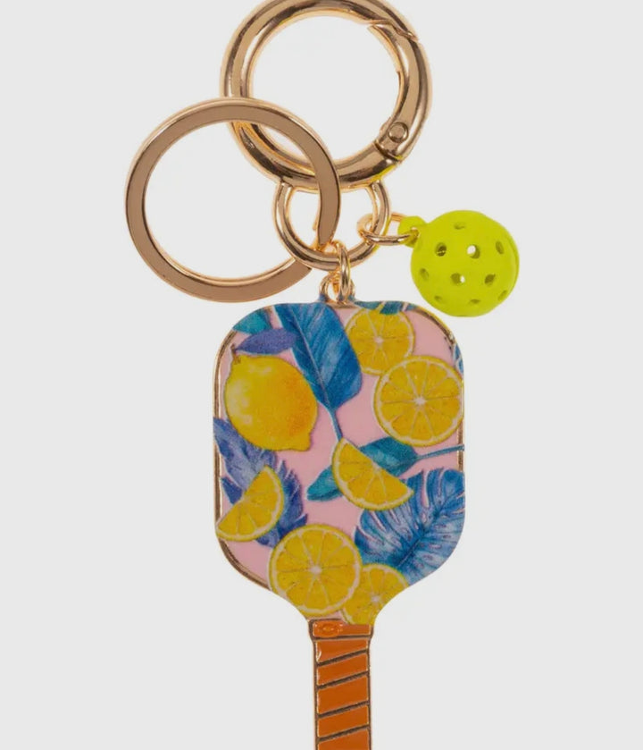 Pickleball Shaped Print and Enamel Keychain Key