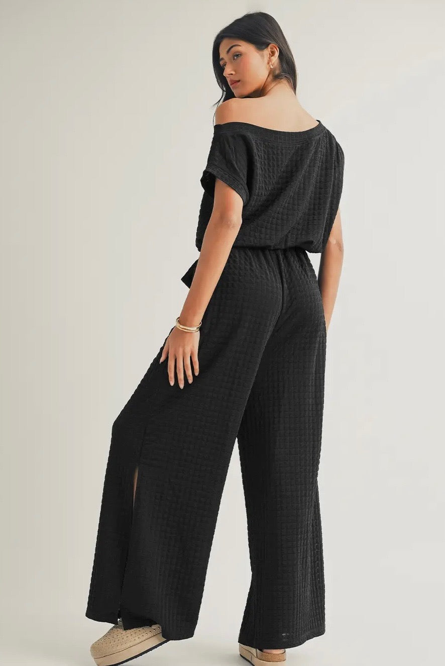 One Shoulder Short Sleeve Jumpsuit
