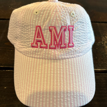 Baby AMI Pink Seersucker Hat