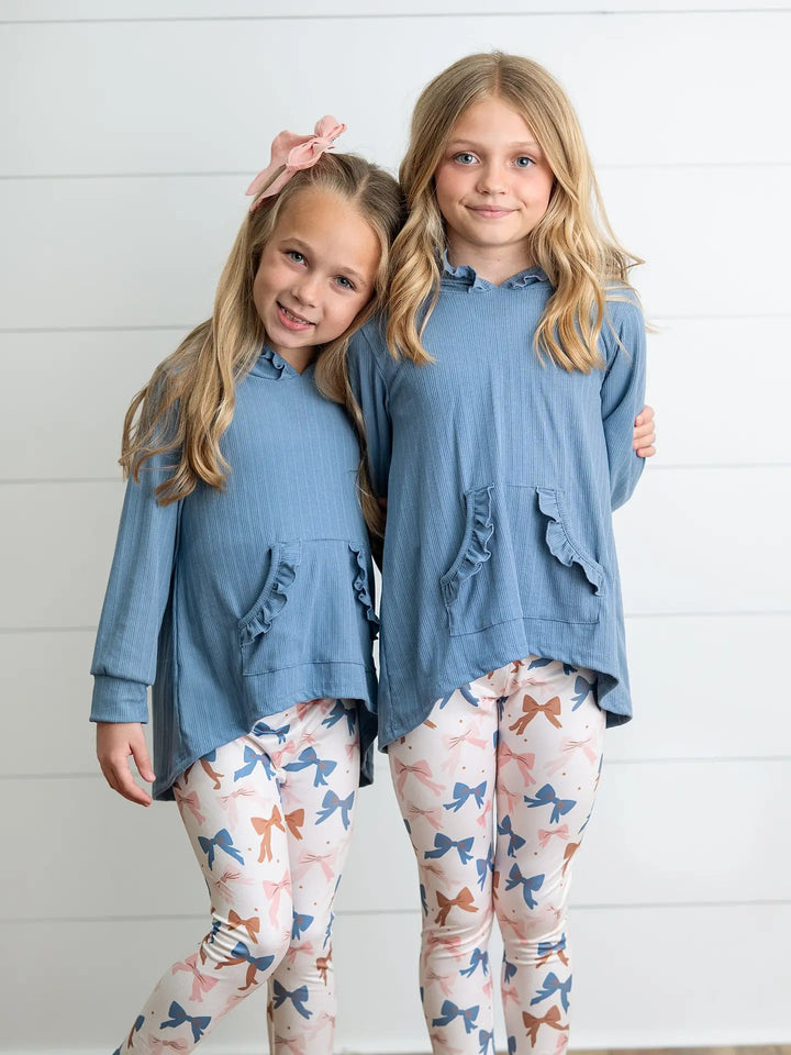 Girls Ruffle Hi-Lo Hoodie & Coquette Bow Legging Set