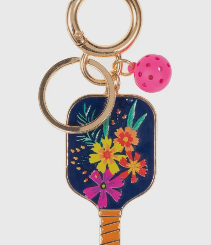 Pickleball Shaped Print and Enamel Keychain Key