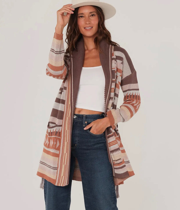 Heritage Jacquard Long Sleeve Wrap Cardigan