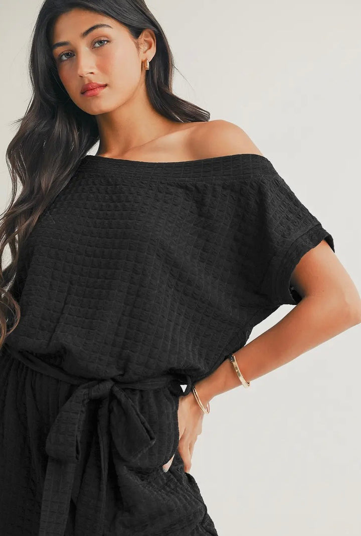 One Shoulder Short Sleeve Jumpsuit