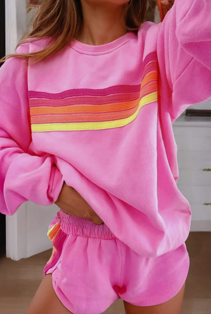 Retro Sweatshirt Short Set